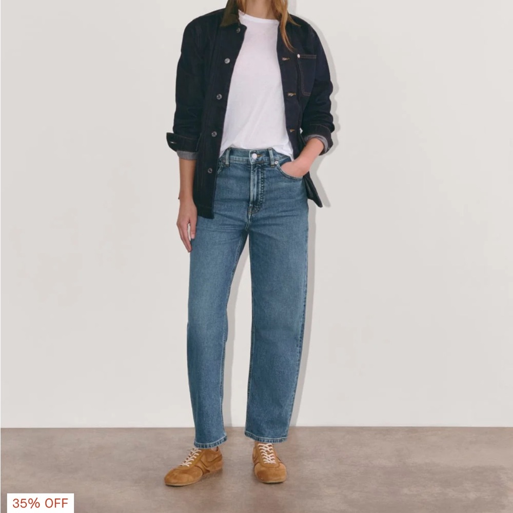 Everlane The ’90s Way-High Jeans Medium Wash Straight Leg Size 28